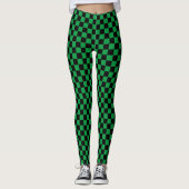 à damiers Leggings noirs et verts (Devant)