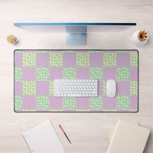à damiers Love-Pastel rose, jaune, violet et vert