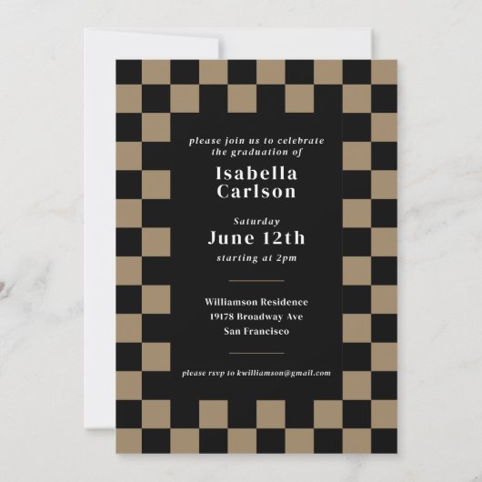 À damiers moderne Faire-part et Invitation (Dos)