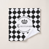 à damiers Motif carré King & White et Black (Gant de toilette)