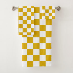 à damiers moutarde jaune et blanc