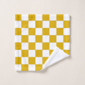 à damiers moutarde jaune et blanc (Gant de toilette)