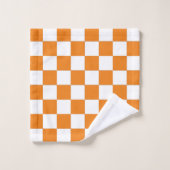 à damiers orange et blanc (Gant de toilette)