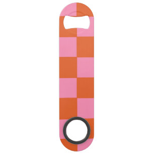 à damiers orange et rose