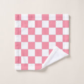 À damiers rose et blanc (Gant de toilette)