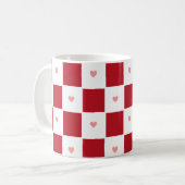 À damiers rouge Amour Mug (Devant gauche)