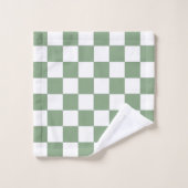 à damiers Sage vert et blanc (Gant de toilette)