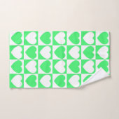 À damiers vert clair et blanc aux coeurs (Serviette à main)