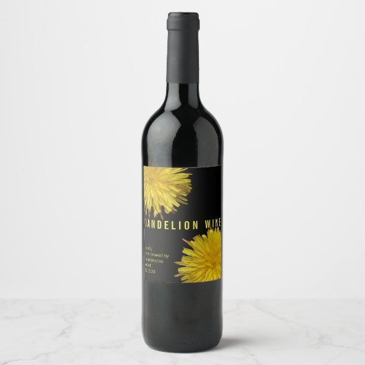 A Dandelion 1 | Thuis Brewed Dandelion Wine Aangep Wijn Etiket (Voorkant)