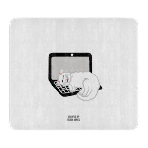 À Découper Chat Blanche Dormir Sur La Planche De Coupe En Ver