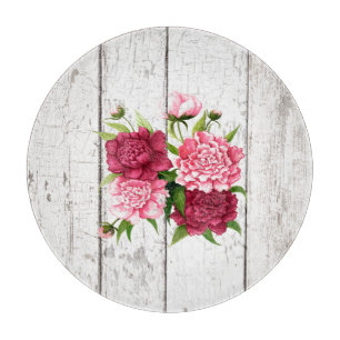 À Découper Cottage Chic Peonies Planche de coupe en verre