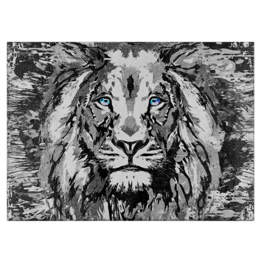 À Découper Dessin de portrait de lion gris - Planche de coupe (Devant)