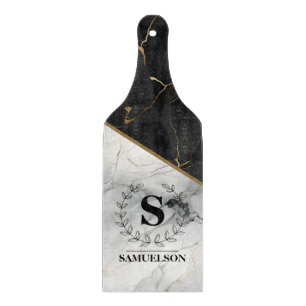 À Découper Élégante planche de découpe monogrammée en marbre