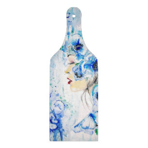 À Découper Fleurs bleues Femme Coupe Planche Imaginaire Peint
