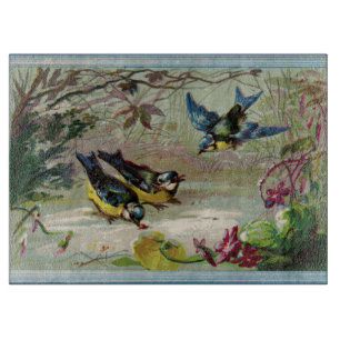 À Découper Oiseaux vintages dans la planche de coupe en verre