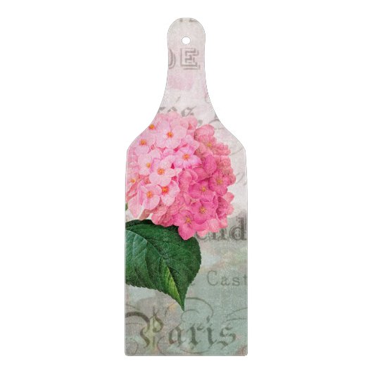 À Découper Planche Décorative En Verre D'Hydrangée Rose (Devant)