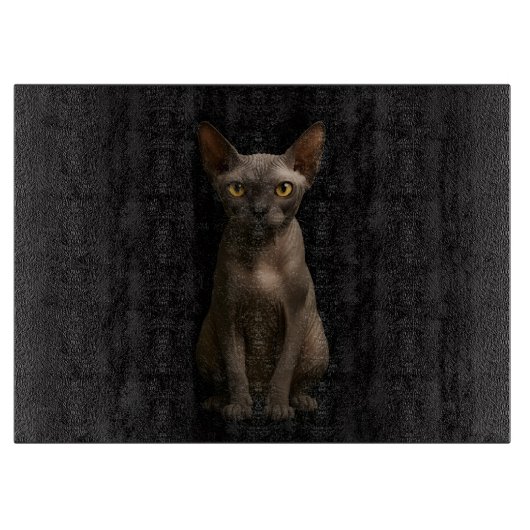 À Découper Planche en verre Black 4 Luxe Chat Sphynx (Devant)