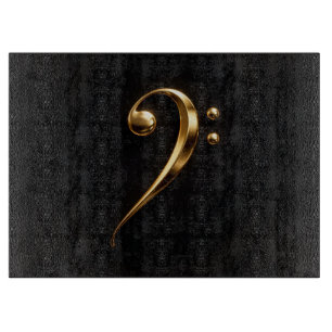À Découper Planche en verre Noir 4 Luxe avec Clé de Fa Dorée