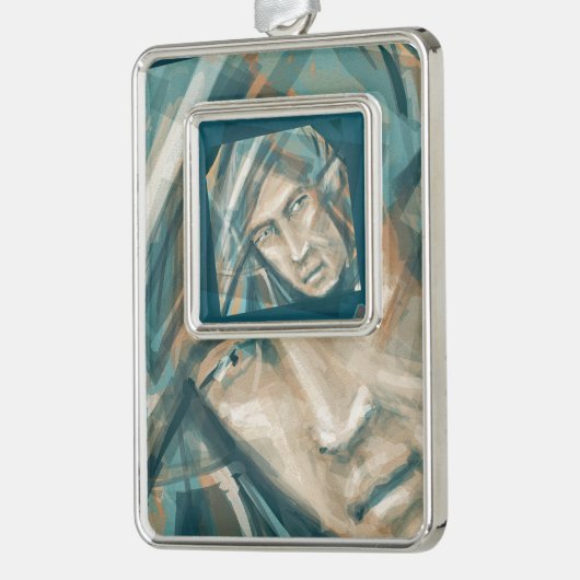 A Defiant Green Elf Verzilverd Kader Ornament (Links)