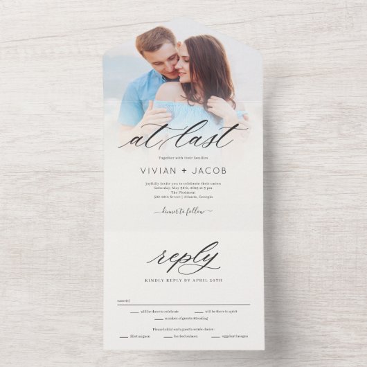 À Dernier En Un Simple Faire-part de mariage Photo (À l'intérieur)