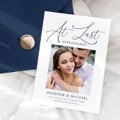 À Dernier Navy Script Photo Fiançailles Faire-part