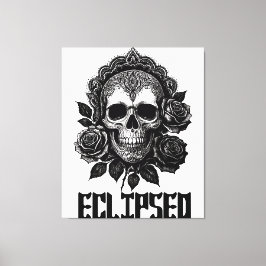 A detailed skull adorned with intricate patterns canvas afdruk