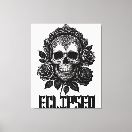 A detailed skull adorned with intricate patterns canvas afdruk (Voorkant)