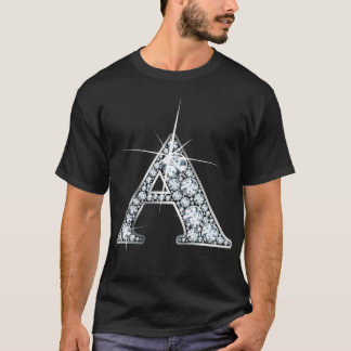 "A" Diamond Bling Print T-Shirt