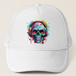 A DJ POP ART SKULL Trucker Hat Pet