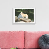 A Dog At A Pond Canvas Afdruk (Insitu (Woonkamer))