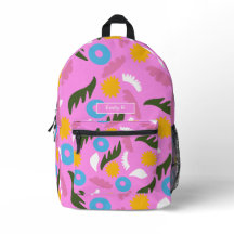 nom motif floral rose sac scolaire moderne