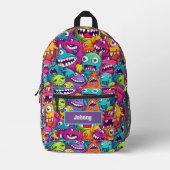 À Dos Imprimé Petit sac monstre cool ajouter nom (Recto)