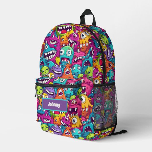 À Dos Imprimé Petit sac monstre cool ajouter nom (Coin arrière droit)