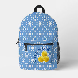 À Dos Imprimé Pickleball Balle sac Bleu Blanc Pois Jaune