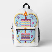 À Dos Imprimé Sac d'école d'anniversaire avec gâteau (Recto)