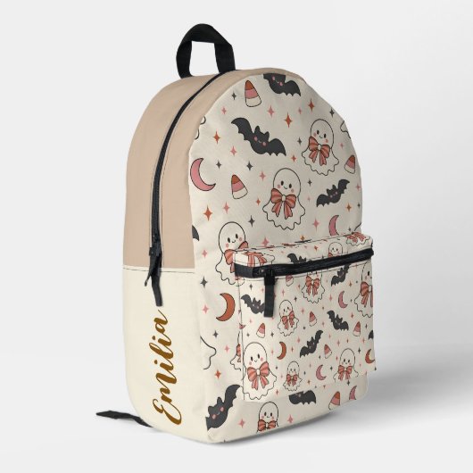 À Dos Imprimé Sac d'école effrayant avec nom personnalisé (Coin arrière gauche)