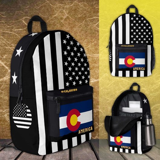 À Dos Imprimé Sac drapeau Colorado personnalisé, drapeau américa