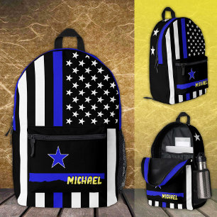 À Dos Imprimé Sac en Ligne Bleue Mince, Police Drapeau Américain
