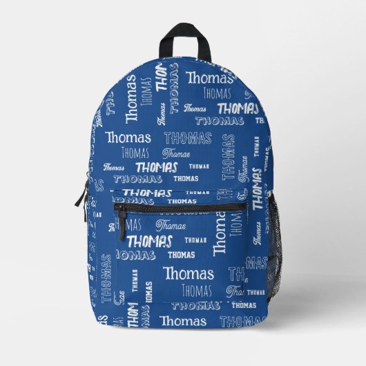 À Dos Imprimé Sac personnalisé bleu pour garçon rentrée scolaire (Recto)