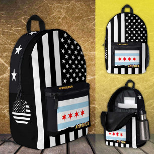 À Dos Imprimé Sac personnalisé Chicago Drapeau, Drapeau américai