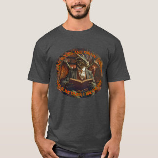 A dragon reading for learning and enjoyment. t-shirt