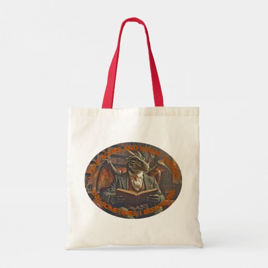 A dragon reading for learning and enjoyment. tote bag (Achterkant)