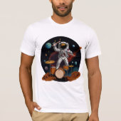 A drummer playing his drum-set on Planet Drums T-shirt (Voorkant)