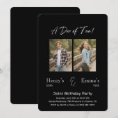 A Duo of Fun Photo Joint Double Birthday Party Kaart (Voorkant / Achterkant)