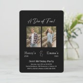 A Duo of Fun Photo Joint Double Birthday Party Kaart (Staand voorkant)