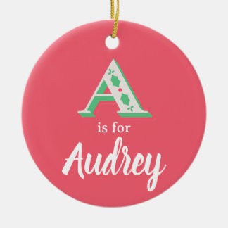 A est pour Ornement de Noël Audrey Personnalisé Un