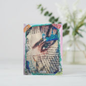A face abstract mixed media collage briefkaart (Staand voorkant)
