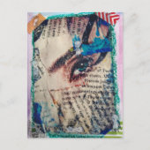 A face abstract mixed media collage briefkaart (Voorkant)