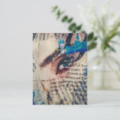 A face and words abstract mixed media collage briefkaart (Staand voorkant)