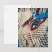 A face and words abstract mixed media collage briefkaart (Voorkant / Achterkant)